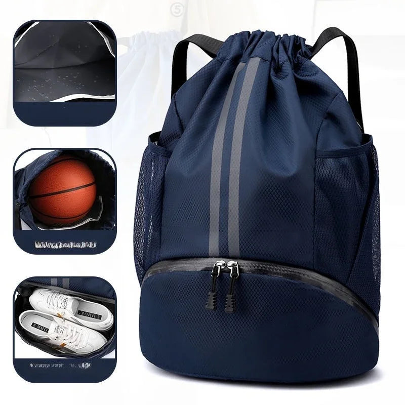 Sports Drawstring Backpack With Wet Dry Separation
