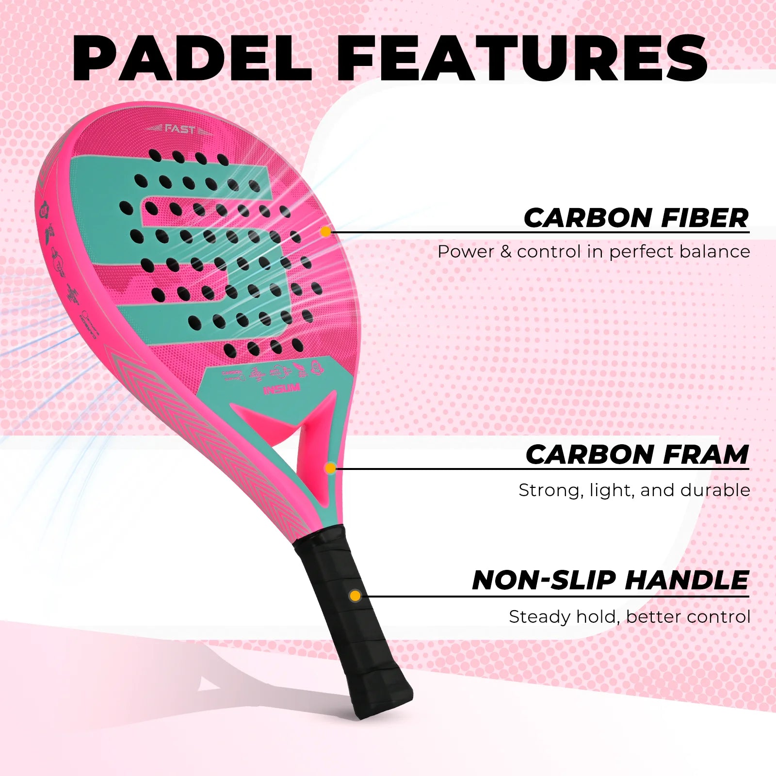 Carbon Fiber Padel Racket with EVA Memory Foam Core