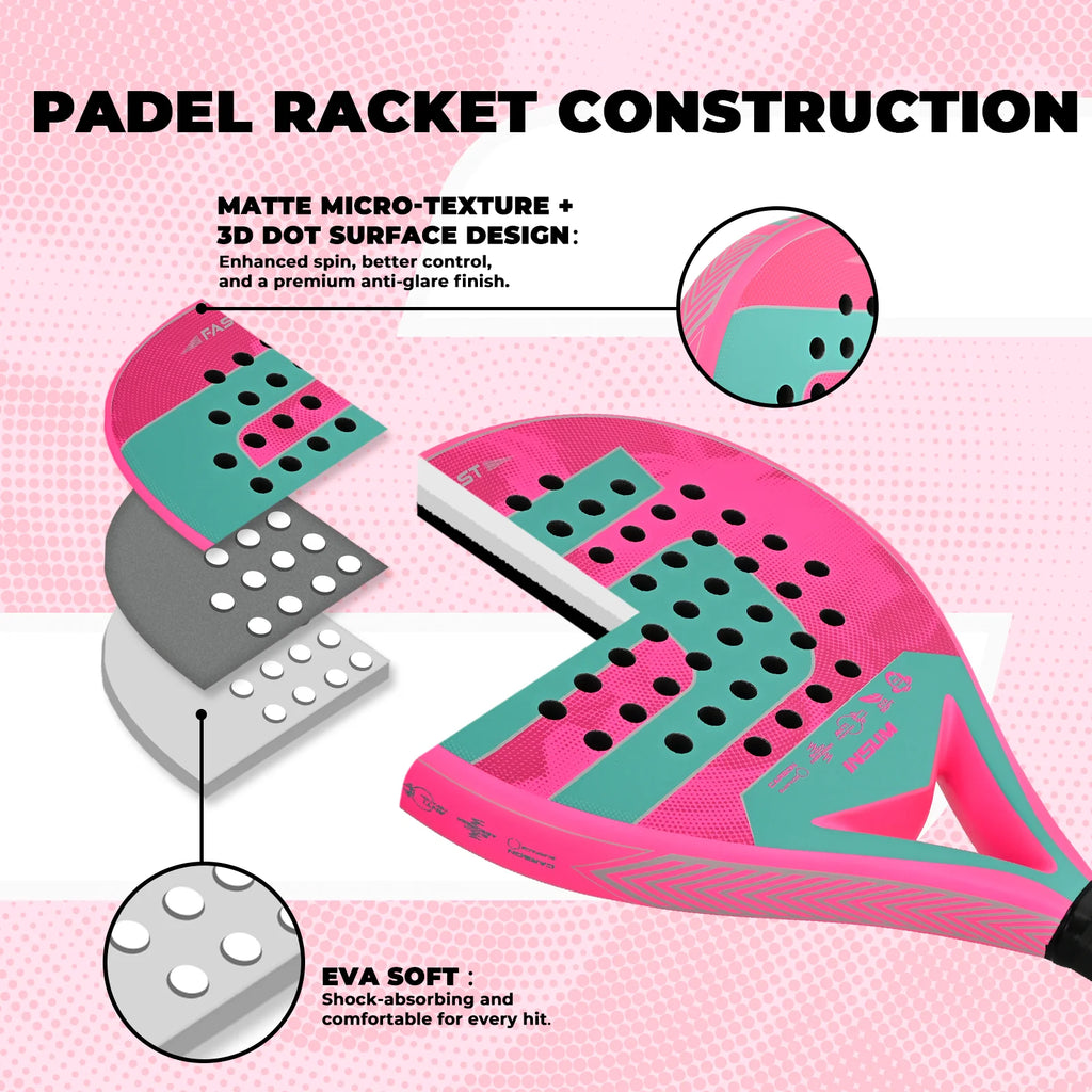 Carbon Fiber Padel Racket with EVA Memory Foam Core