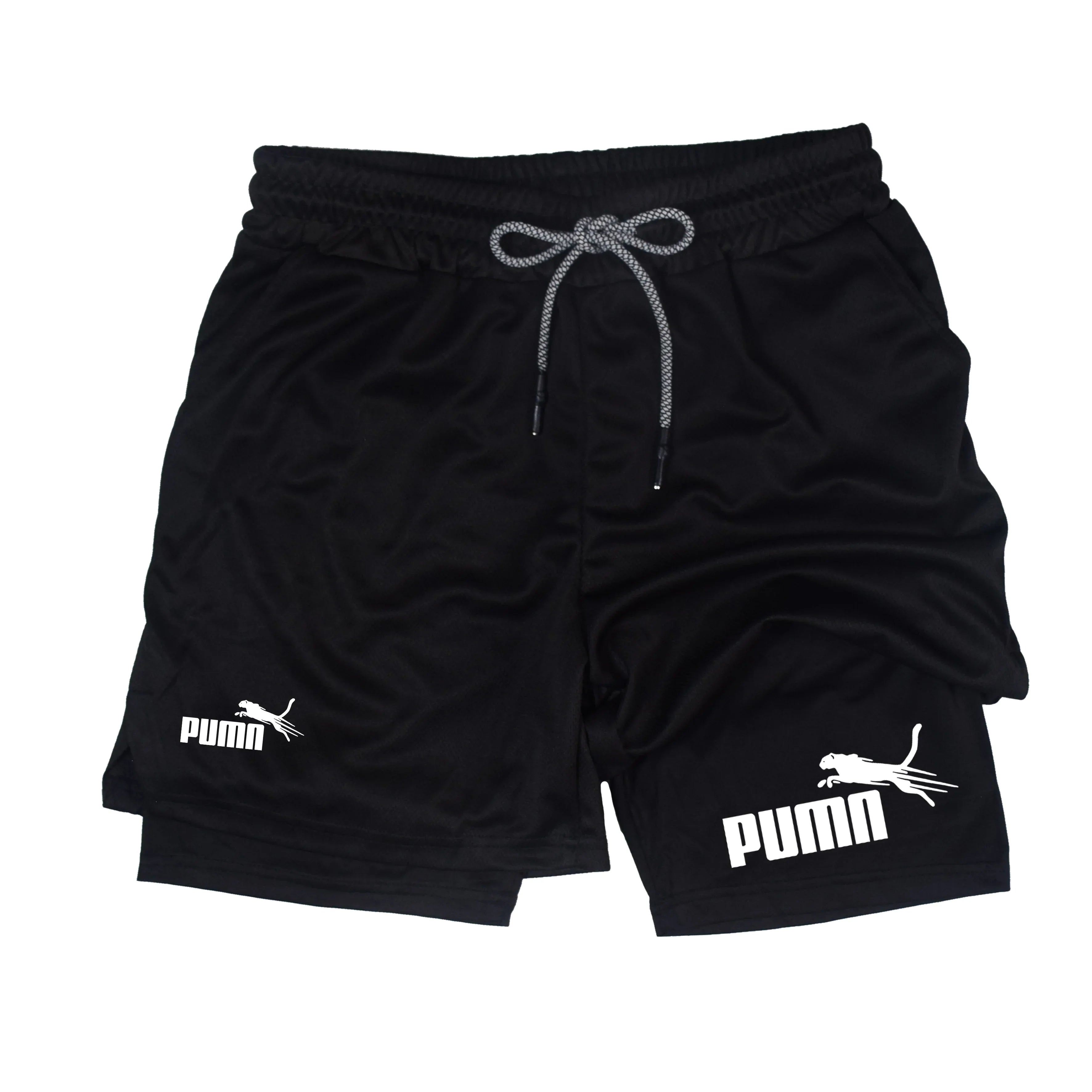 Men’s Two-Layer Sports Shorts – Breathable Quick-Dry