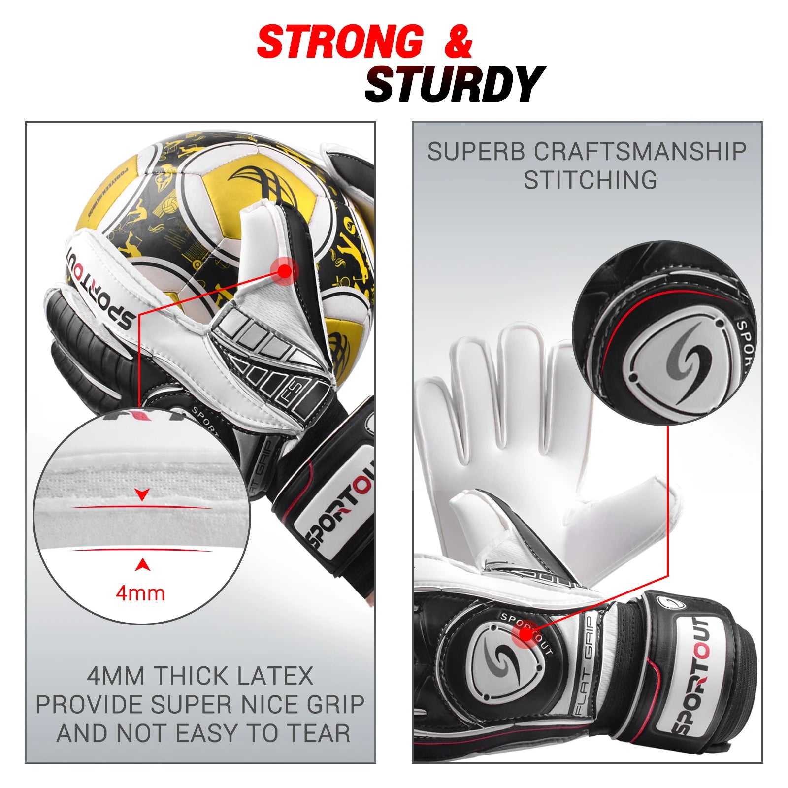 Kids Goalkeeper Gloves With Fingersave And 4mm Latex