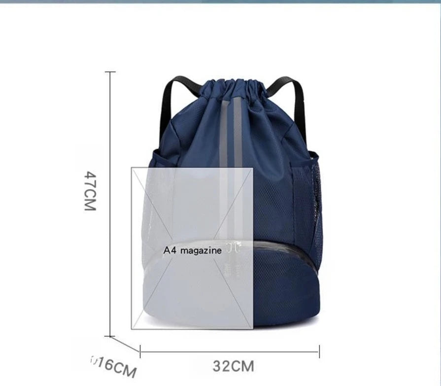 Sports Drawstring Backpack With Wet Dry Separation