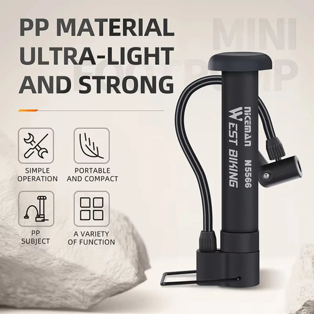 Mini Bicycle Hand Pump 80 PSI for Tires and Balls